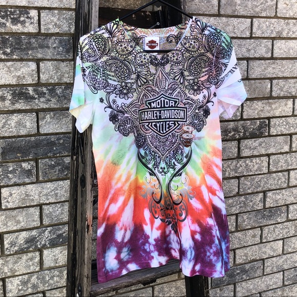 Harley-Davidson Tops - Women’s Harley-Davidson Tie Dye V-neck T-shirt XL